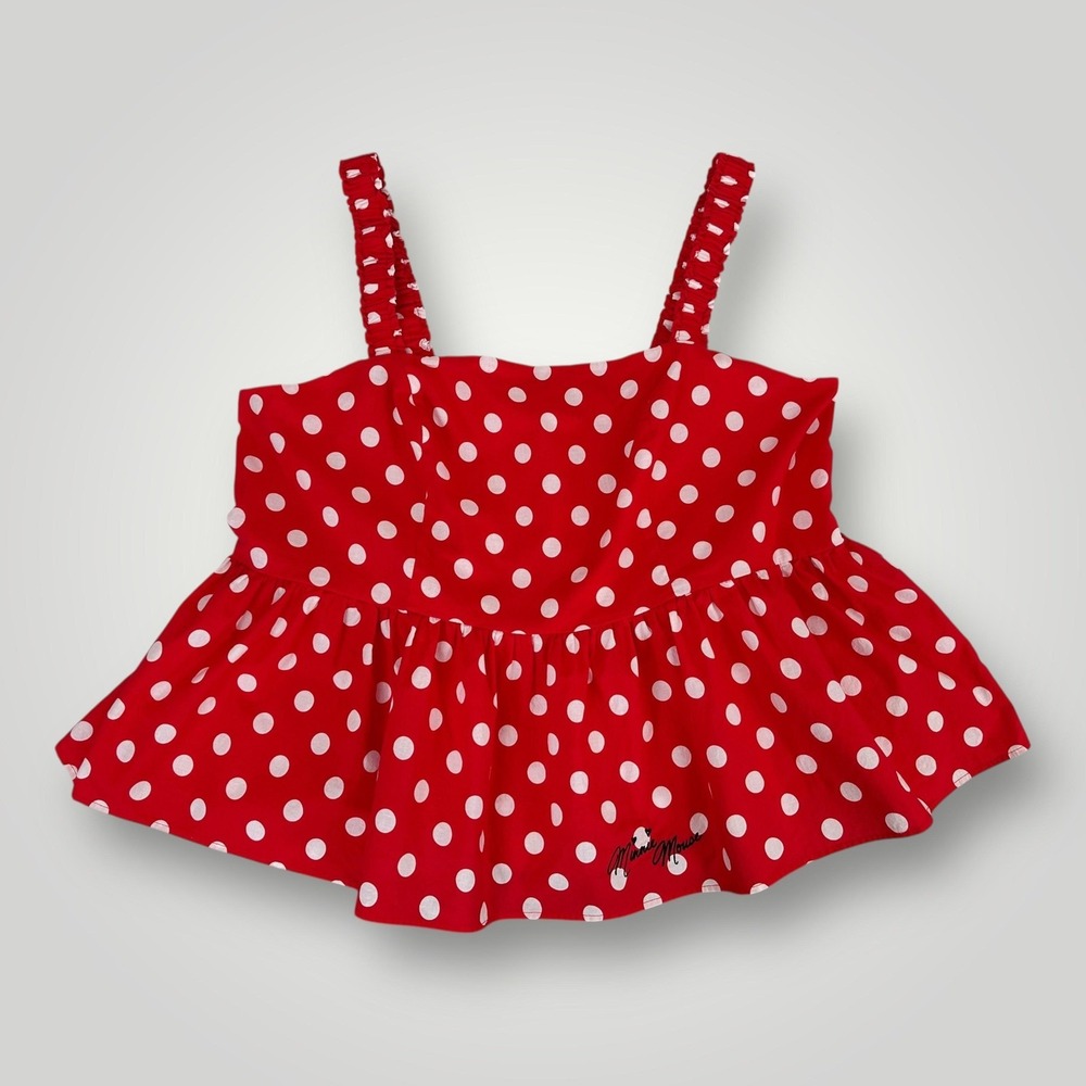 Disney Minnie Mouse Shirt Womans 3X Red White Polka Dot Peplum Tank Cosplay